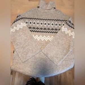 Buffalo David Bitton Taupe Crewneck Fair Isle Sweater